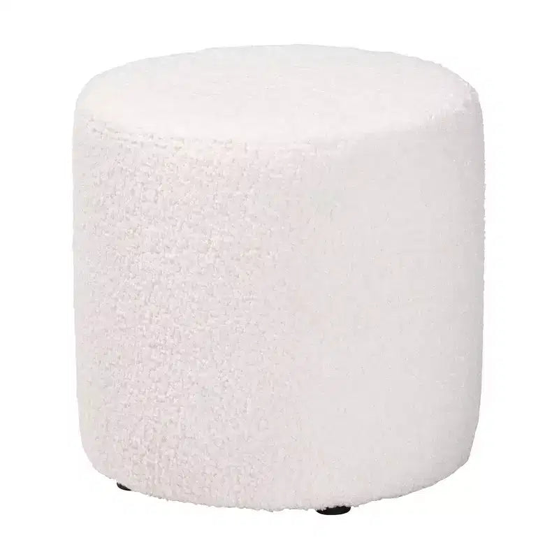 Modern and Contemporary Ivory Boucle Upholstered Ottoman