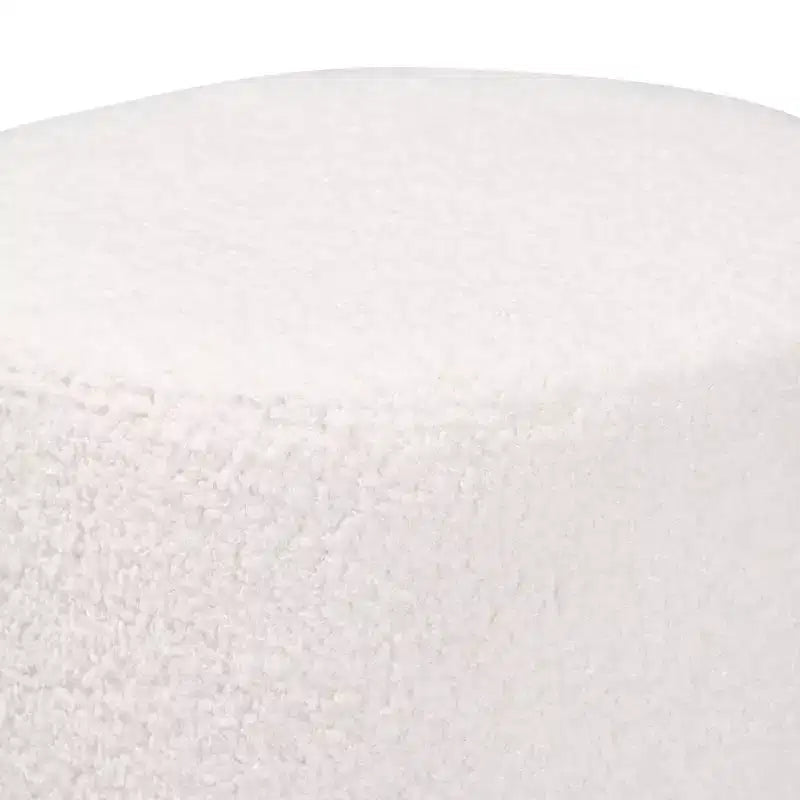 Modern and Contemporary Ivory Boucle Upholstered Ottoman