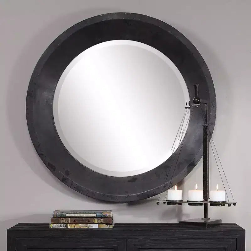 Dark Gray 40" Round Oversized Wall Mirror