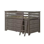 Letto a soppalco basso con scrivania estraibile e cassettiere a 3 cassetti per materasso di circa 97 × 191 cm