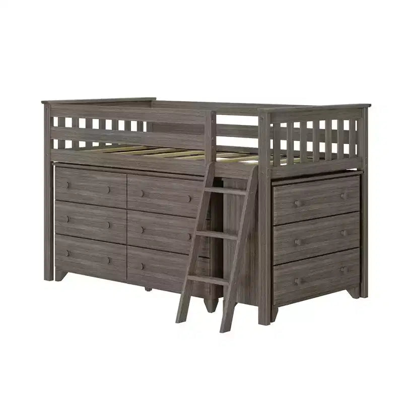 Twin-Size Low Loft with Pull-Out Desk and 3-Drawer Dressers