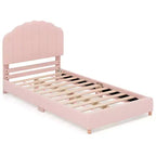Struttura Letto Singolo per Bambini, Letto in Tessuto Imbottito con Doghe in Legno