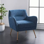Poltrona Imbottita Blu Navy e Oro