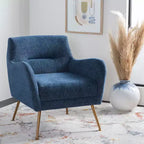 Poltrona Imbottita Blu Navy e Oro