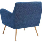 Poltrona Imbottita Blu Navy e Oro