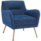 Poltrona Imbottita Blu Navy e Oro