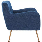 Poltrona Imbottita Blu Navy e Oro