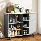 Carrello da cucina 47" con 6 ripiani aperti e 1 armadietto