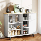 Futzca 47W Kitchen Storage Island Cart with 6 Open Shelves and 1 Cabinet