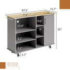 Carrello da cucina 47" con 6 ripiani aperti e 1 armadietto