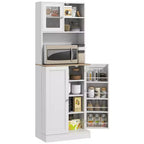 HOMCOM 66.5 Pantry Cabinet with Microwave Stand, Freestanding Kitchen Storage Cabinet with Hutch and Adjustable Shelves, White