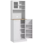 Dispensa da 66.5" con Supporto per Microonde, Mobile Contenitore da Cucina Autoportante con Alzata e Ripiani Regolabili, Bianco