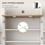 Dispensa da 66.5" con Supporto per Microonde, Mobile Contenitore da Cucina Autoportante con Alzata e Ripiani Regolabili, Bianco