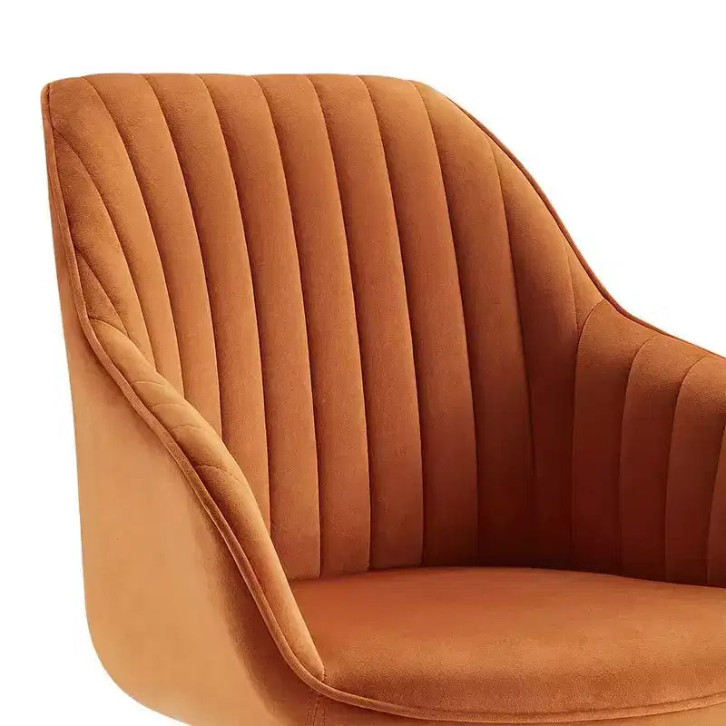 Mid-century Pyramid 360 Swivel Accent Chair Upholstered in Comfortable Velvet - Gold Plated Legs For Bedroom, Office, Dining