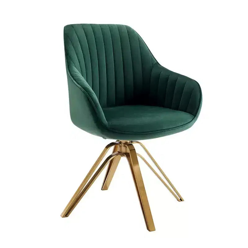 Mid-century Pyramid 360 Swivel Accent Chair Upholstered in Comfortable Velvet - Gold Plated Legs For Bedroom, Office, Dining