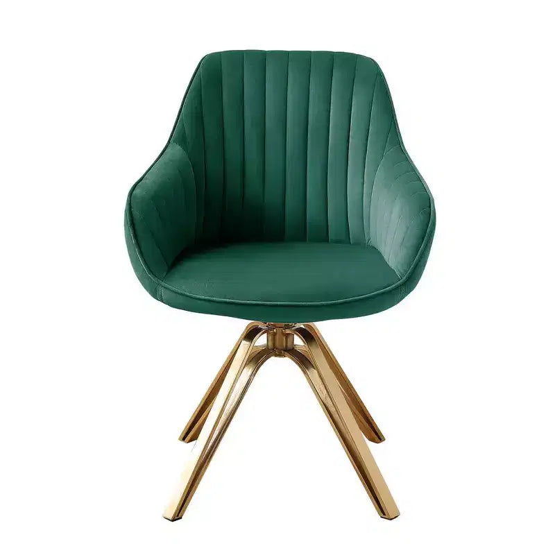 Mid-century Pyramid 360 Swivel Accent Chair Upholstered in Comfortable Velvet - Gold Plated Legs For Bedroom, Office, Dining
