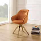 Poltrona girevole Mid-century Pyramid 360°, rivestita in comodo velluto - Gambe placcate oro per camera da letto, ufficio, sala da pranzo