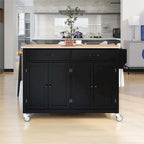 Carrello da cucina con ripiano in legno massiccio e ruote bloccabili