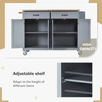 Carrello da cucina con ripiano in legno massiccio e ruote bloccabili