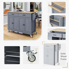 Carrello da cucina con ripiano in legno massiccio e ruote bloccabili