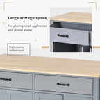 Carrello da cucina con ripiano in legno massiccio e ruote bloccabili