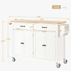 Carrello da cucina con ripiano in legno massiccio e ruote bloccabili