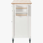 Carrello da cucina con ripiano in legno massiccio e ruote bloccabili