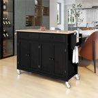 Carrello da cucina con ripiano in legno massiccio e ruote bloccabili