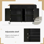 Carrello da cucina con ripiano in legno massiccio e ruote bloccabili