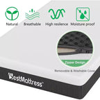 Materasso in Memory Foam con Gel Rinfrescante da 8 Pollici, Media Rigidità - Queen Size, Senza Fibra di Vetro, Certificato CertiPUR-US
