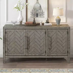 60W Credenza Americana Retrò con Ripiani Regolabili, Mobile Contenitore a 3 Ante per Soggiorno, Ingresso e Studio