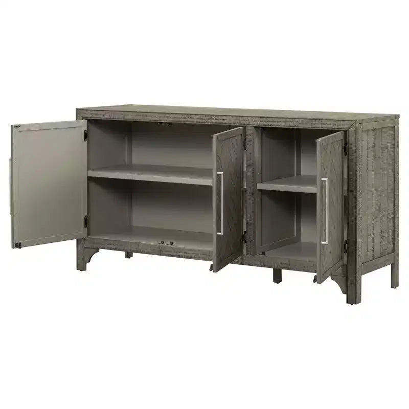 60W American Retro Sideboard with Adjustable Shelves, Storage Cabinet with 3 Doors for Living Room, Entrance and Study Room