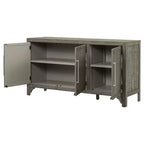 60W Credenza Americana Retrò con Ripiani Regolabili, Mobile Contenitore a 3 Ante per Soggiorno, Ingresso e Studio