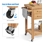 Carrello da Cucina con Ruote e Isola in Bambù, Portaoggetti