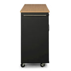Carrello da cucina in legno nero da 51" con superficie resistente al calore e rotelle bloccabili