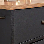 Carrello da cucina in legno nero da 51" con superficie resistente al calore e rotelle bloccabili