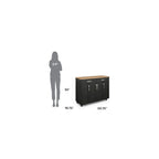 Carrello da cucina in legno nero da 51" con superficie resistente al calore e rotelle bloccabili
