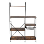 Scaffale da cucina per panettiere 35,5, supporto per microonde a 4 ripiani, organizer per spezie con 10 ganci