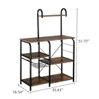 Scaffale da cucina per panettiere 35,5, supporto per microonde a 4 ripiani, organizer per spezie con 10 ganci