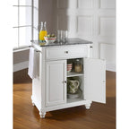 Isola Cucina Portatile da 31" con Top in Granito, Ante a Pannello Rialzato – Bianco