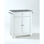 Isola Cucina Portatile da 31" con Top in Granito, Ante a Pannello Rialzato – Bianco