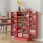 Dispensa da cucina 41, mobile da cucina a 2 ante con scaffalatura a 5 ripiani, 12 portaspezie e ripiani regolabili per sala da pranzo