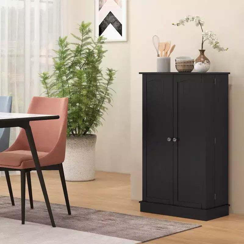 41 Kitchen Pantry, 2-Door Kitchen Cabinet with 5-tier Storage Shelving, 12 Spice Racks and Adjustable Shelves for Dining Room