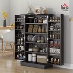 Dispensa da cucina 41, mobile da cucina a 2 ante con scaffalatura a 5 ripiani, 12 portaspezie e ripiani regolabili per sala da pranzo