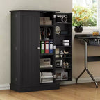Dispensa da cucina 41, mobile da cucina a 2 ante con scaffalatura a 5 ripiani, 12 portaspezie e ripiani regolabili per sala da pranzo