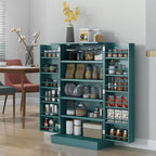 Dispensa da cucina 41, mobile da cucina a 2 ante con scaffalatura a 5 ripiani, 12 portaspezie e ripiani regolabili per sala da pranzo