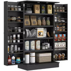 HOMCOM 41 Kitchen Pantry, 2-Door Kitchen Cabinet with 5-tier Storage Shelving, 12 Spice Racks and Adjustable Shelves for Dining Room