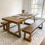 Tavolo da pranzo 72" per 6 persone, in legno massello, stile rustico classico da cucina