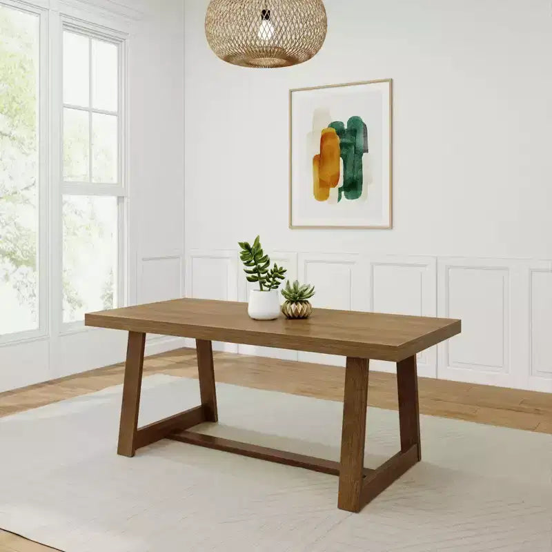 72 Dining Table for 6, Solid Wood Classic Farmhouse Style Kitchen Table