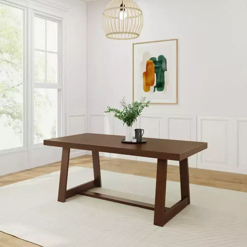 72 Dining Table for 6, Solid Wood Classic Farmhouse Style Kitchen Table